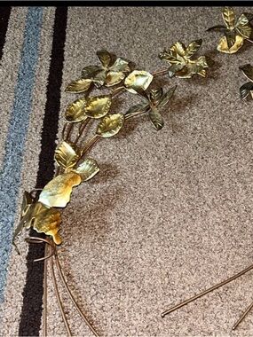 Vintage Home Interiors-Gold Wall Decor Butterfly and Flowers